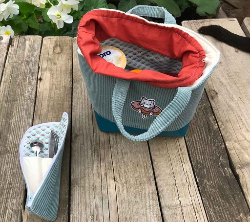 Lunch bag "Donuts à la plage" avec sa trousse à couverts